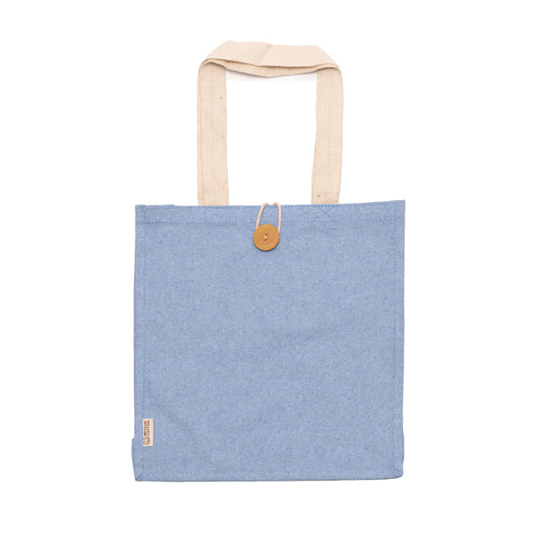 Borsa in Cotone Riciclato 300 g/m² – Finitura Mélange, Manici Rinforzati 70 cm e Chiusura a Bottoni