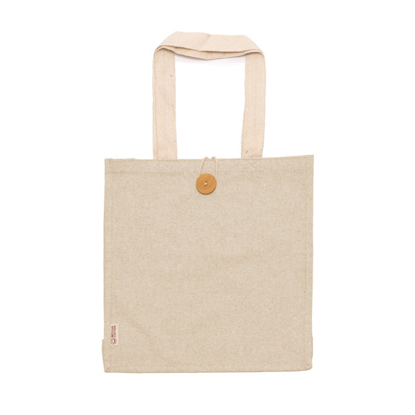 Borsa in Cotone Riciclato 300 g/m² – Finitura Mélange, Manici Rinforzati 70 cm e Chiusura a Bottoni