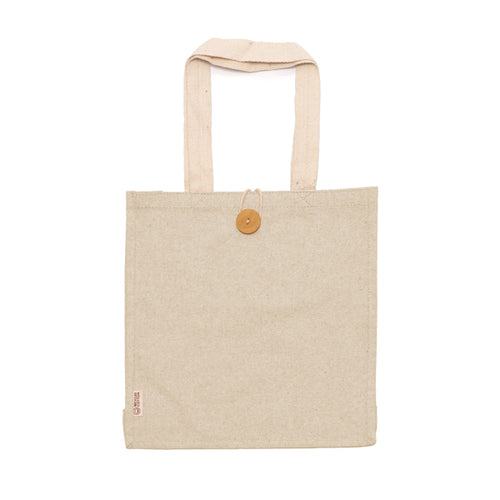 Borsa in Cotone Riciclato 300 g/m² – Finitura Mélange, Manici Rinforzati 70 cm e Chiusura a Bottoni
