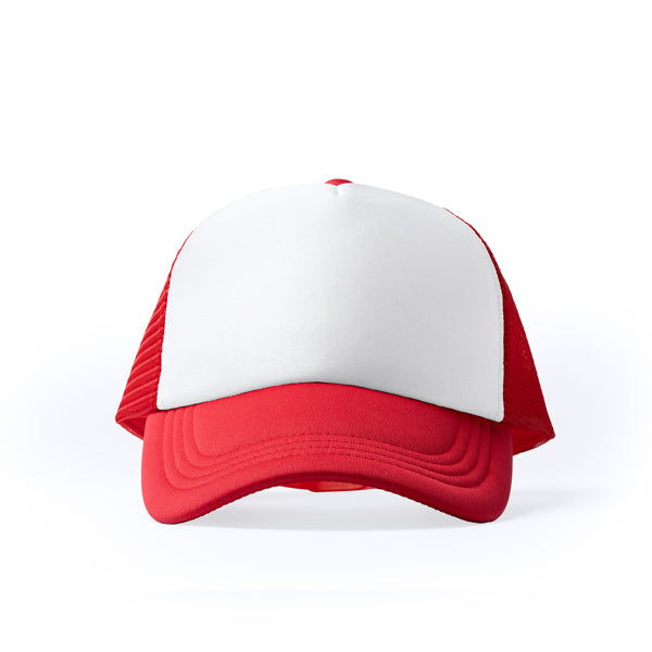 5-Panel Polyester Cap – Padded White Front, Mesh Back, and Adjustable Closure