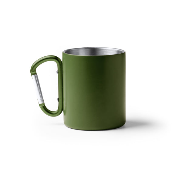 Tazza Doppia Parete in Acciaio Inox 304 con Moschettone in Alluminio Riciclato 300ml