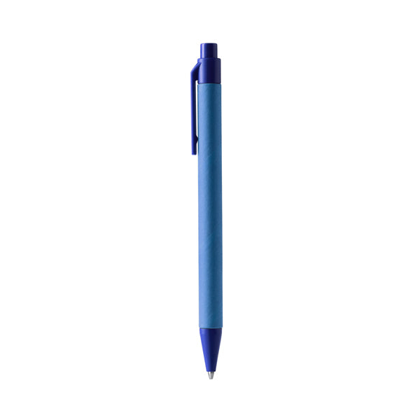 Penna a Scatto in Cartone Riciclato con Punta e Clip in ABS Riciclato | Inchiostro Blu