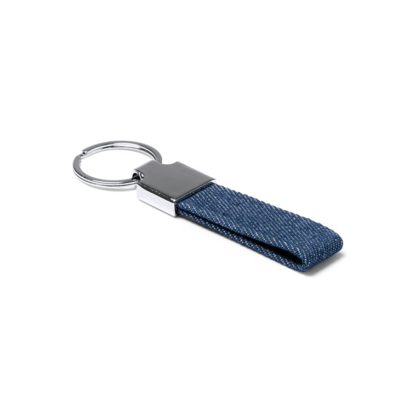 Portachiavi Brandy Rettangolare in Tessuto Denim - Compresa Stampa