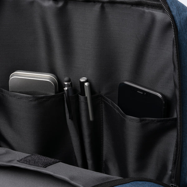 Zaino in RPET 600D Screziato 14L – Scomparto Laptop 15", Tasca Esterna Zip e Cinghia Trolley