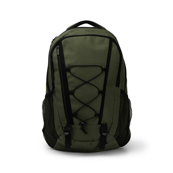 Zaino in Poliestere 600D – 2 Scomparti, Laptop 16", Tasca Frontale Coulisse+Zip, Mesh Borracce