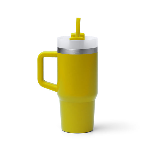 Tazza Termica in Acciaio Inox 304 Riciclato – 400 ml con Manico, Cannuccia e Coperchio