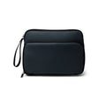 Necessaire Triangolare in Pelle PU – Lati Imbottiti, Tasche Mesh, Divisori Elastici e Doppia Zip