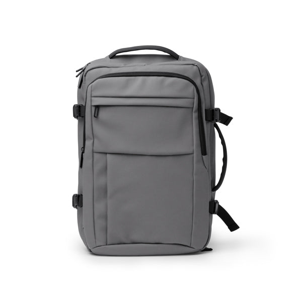 Zaino Espandibile in Pelle PU – Laptop 15", Doppio Scomparto Imbottito, USB Powerbank e Trolley