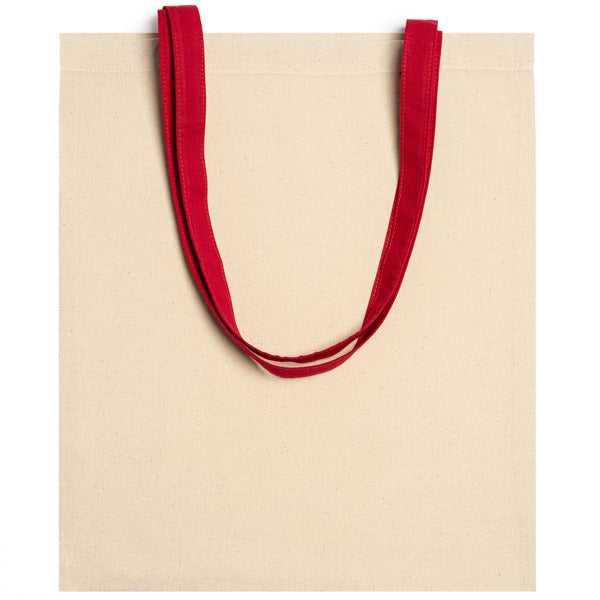 Borsa in 100% Cotone Naturale – 140 g/m², Manici Colorati Lunghi 70 cm