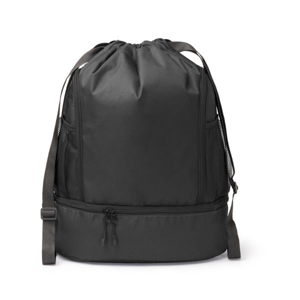 Zaino in Poliestere 600D – Coulisse Regolabile, Tasche Laterali Zip, Mesh Borracce e Scomparto Scarpe