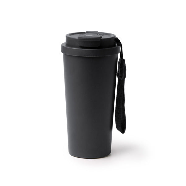 Bicchiere Termico in Acciaio Inox 304 Riciclato – 500 ml, Cannuccia, Doppio Tappo e Tracolla