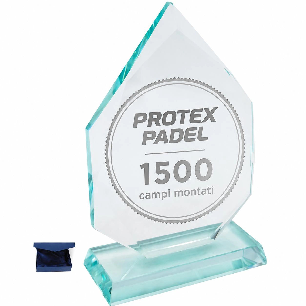 Trofeo in Cristallo Trasparente 28x18x1,5 cm con Box Lusso