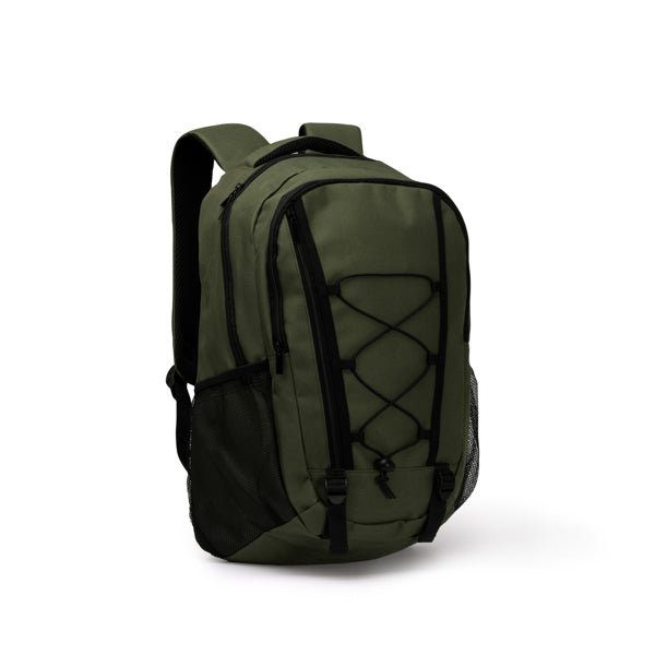 Zaino in Poliestere 600D – 2 Scomparti, Laptop 16", Tasca Frontale Coulisse+Zip, Mesh Borracce