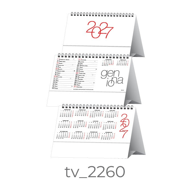 Calendario Olandese 2260 – Mensile da Tavolo 2027 Personalizzato, Adesivo su Base, da 100 pezzi personalizzazione compresa