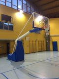 Impianto Basket Oleodinamico Elettrico - Acciaio Verniciato Bianco - Tabellone Cristallo Safety 12mm - Certificato UNI-EN 1270