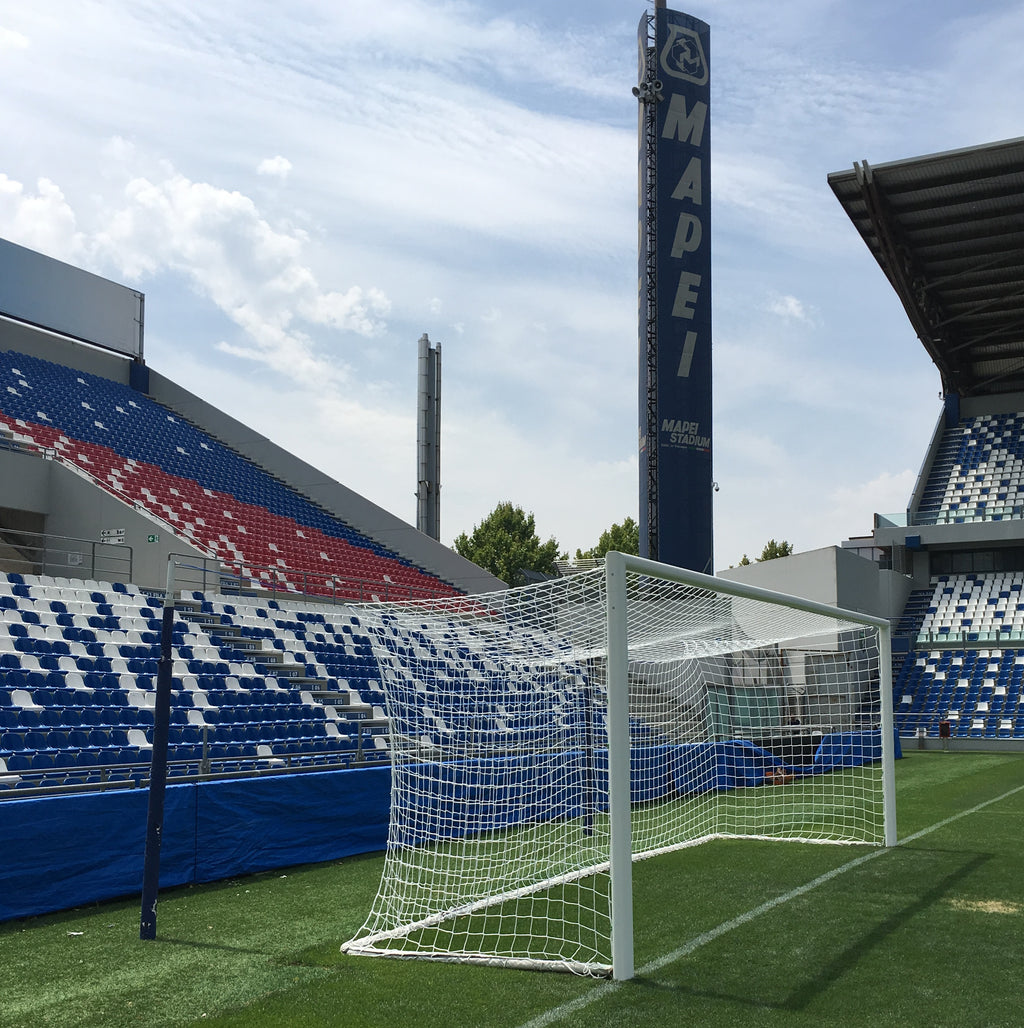 Porta da Calcio Fissa Regolamentare - Alluminio Ovale 100x120mm - Certificata UNI-EN 748 - 7,32x2,44m