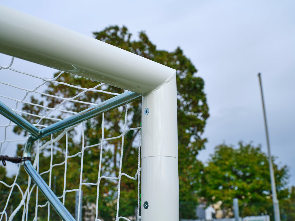 Porta da Calcio Mobile - Alluminio Tondo Ø80mm con Nervature - Calcio a 7 e 8 - 6x2m