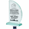 Trofeo in Cristallo Trasparente 28x18x1,5 cm con Box Cartoncino Blu