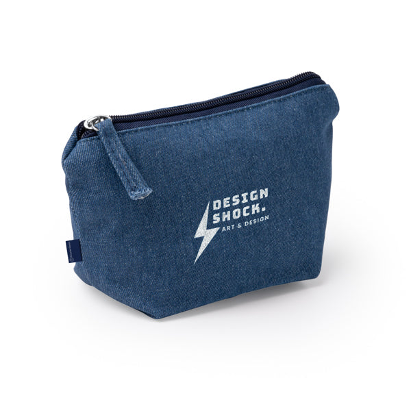 Borsa da Toilette in Denim Riciclato – Chiusura a Cerniera Abbinata