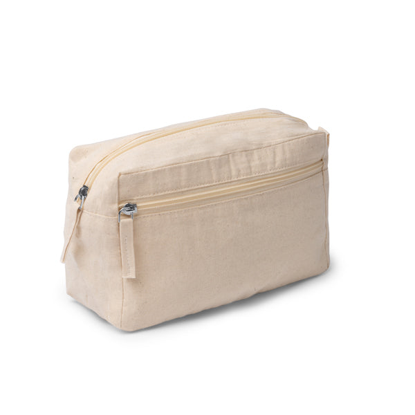 Necessaire in 100% Cotone 150 g/m² – Chiusura a Zip, Tasca Principale e Tasca Laterale