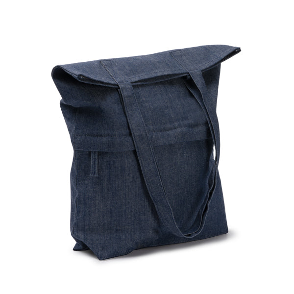 Borsa in Denim Riciclato – Tasca Frontale con Zip e Tracolla Lunga 70 cm