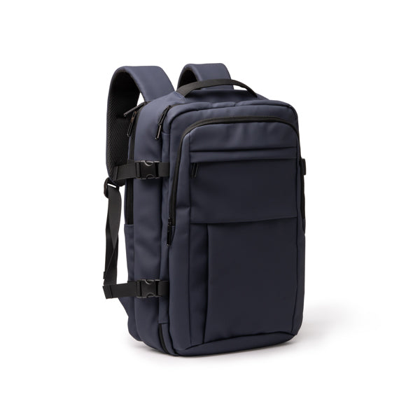 Zaino Espandibile in Pelle PU – Laptop 15", Doppio Scomparto Imbottito, USB Powerbank e Trolley