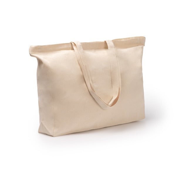 Borsa in 100% Cotone 230 g/m² – Soffietti, Chiusura a Zip, Tasca Interna e Manici 70 cm