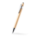 Penna a Sfera in Bambù con Pulsante Metallico e Puntatore Touch | Inchiostro Blu