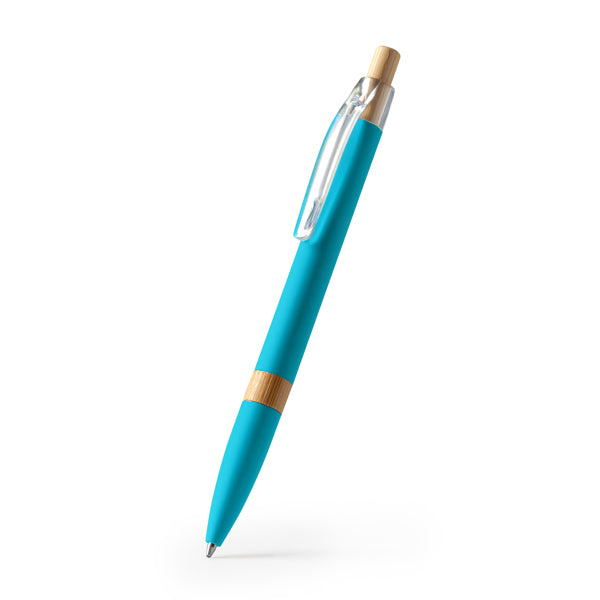Biro in Alluminio Riciclato con Pulsante in Bambù | Inchiostro Blu