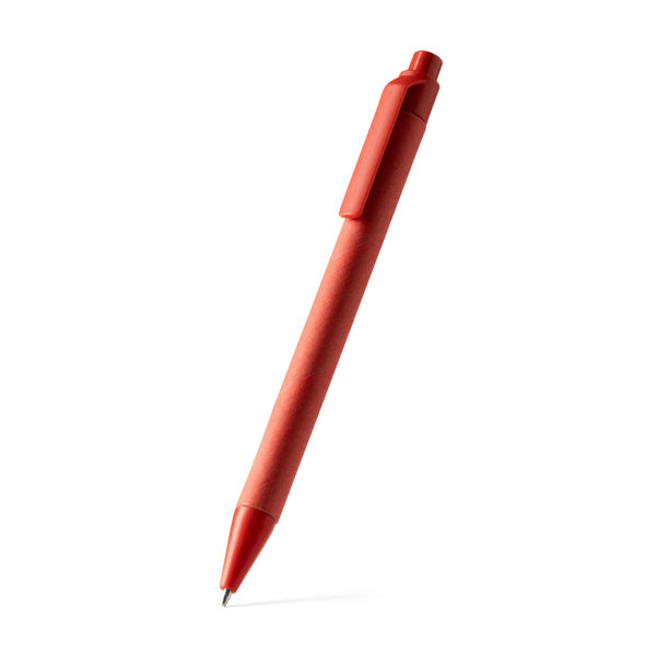 Penna a Scatto in Cartone Riciclato con Punta e Clip in ABS Riciclato | Inchiostro Blu