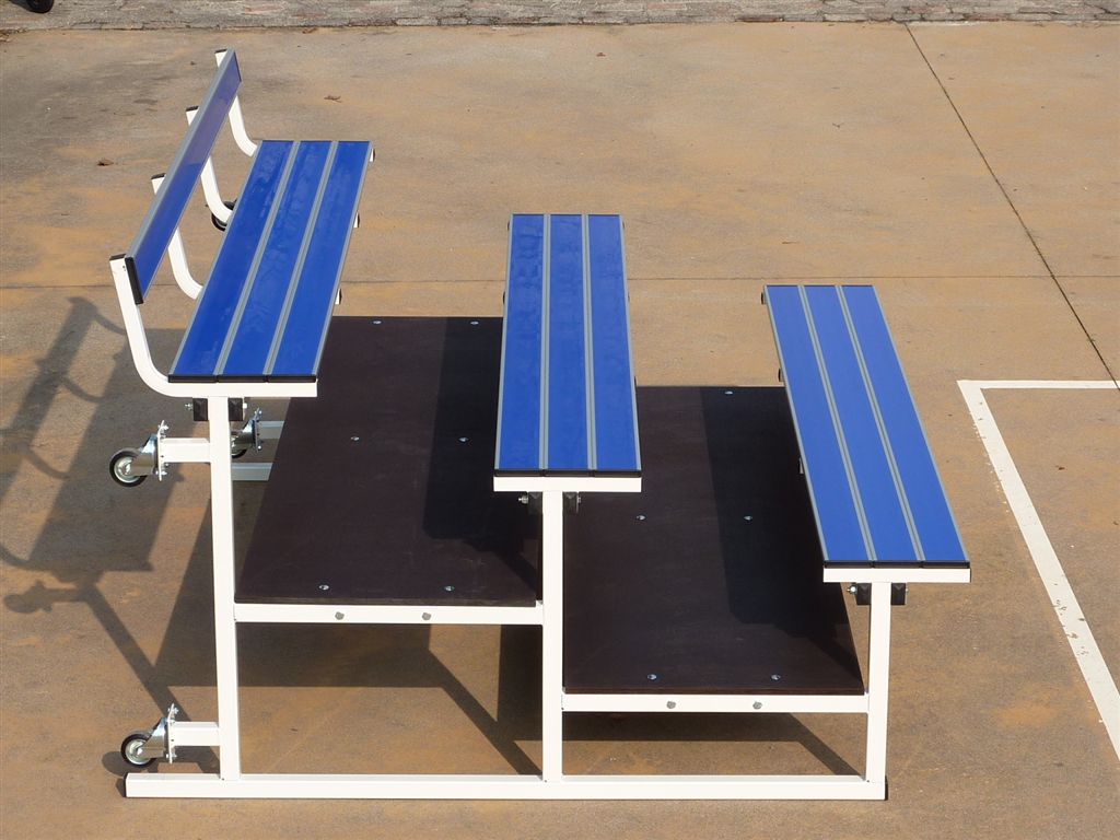 Modulo Tribuna 3 File - Acciaio Verniciato Ribaltabile - 2 Metri - Seduta Alluminio Blu