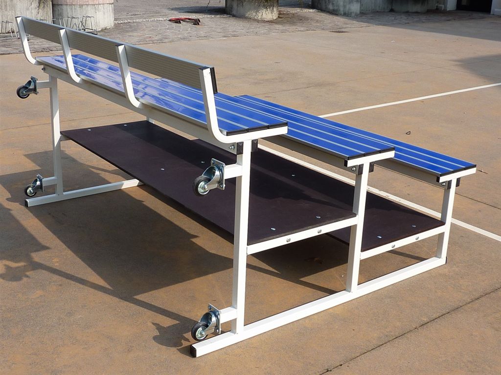 Modulo Tribuna 3 File - Acciaio Verniciato Ribaltabile - 2 Metri - Seduta Alluminio Blu