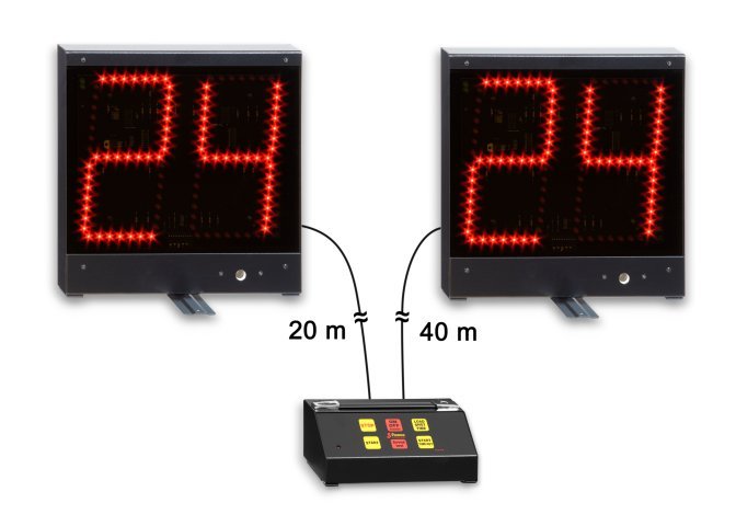 Kit 24/14 Secondi – Coppia di Tabelloni Elettronici per Basket con Console di Comando Integrata