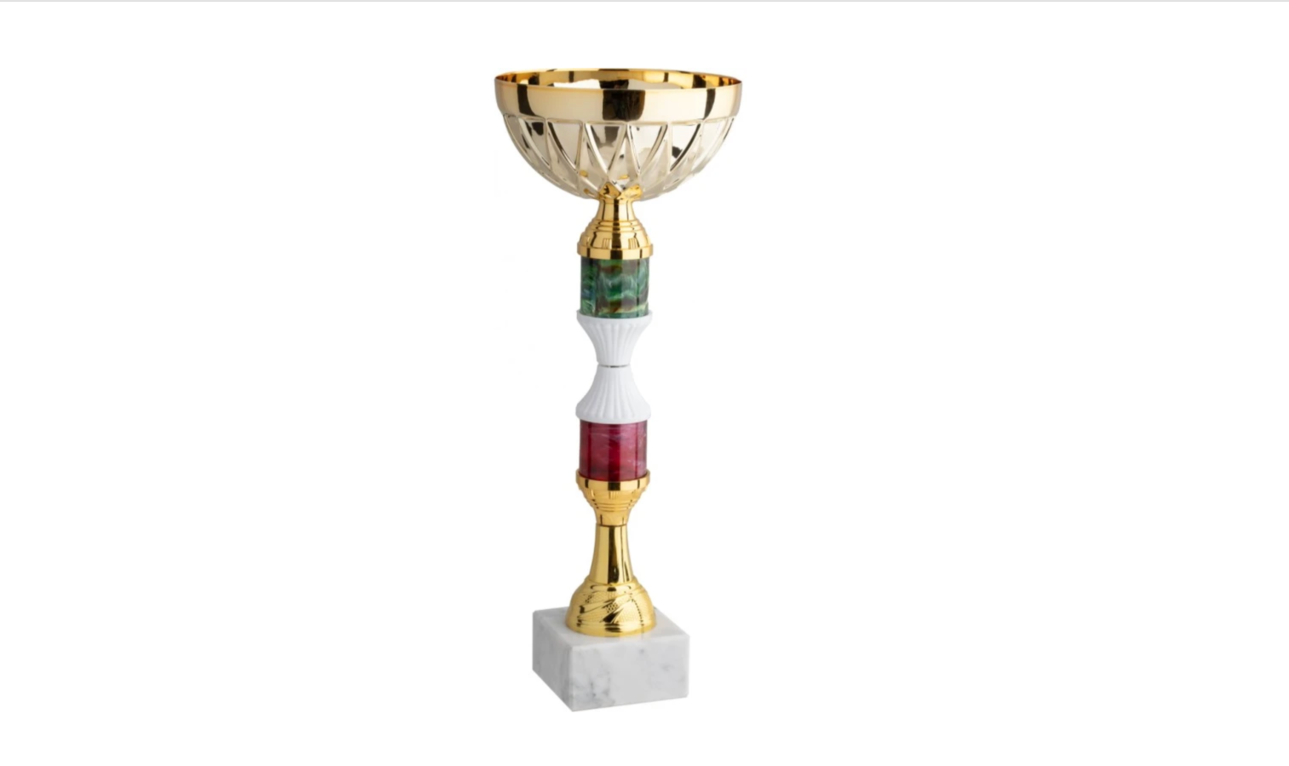 Coppa Multicolore Oro  – Tazza Metallo Base Marmo Bianco Carrara
