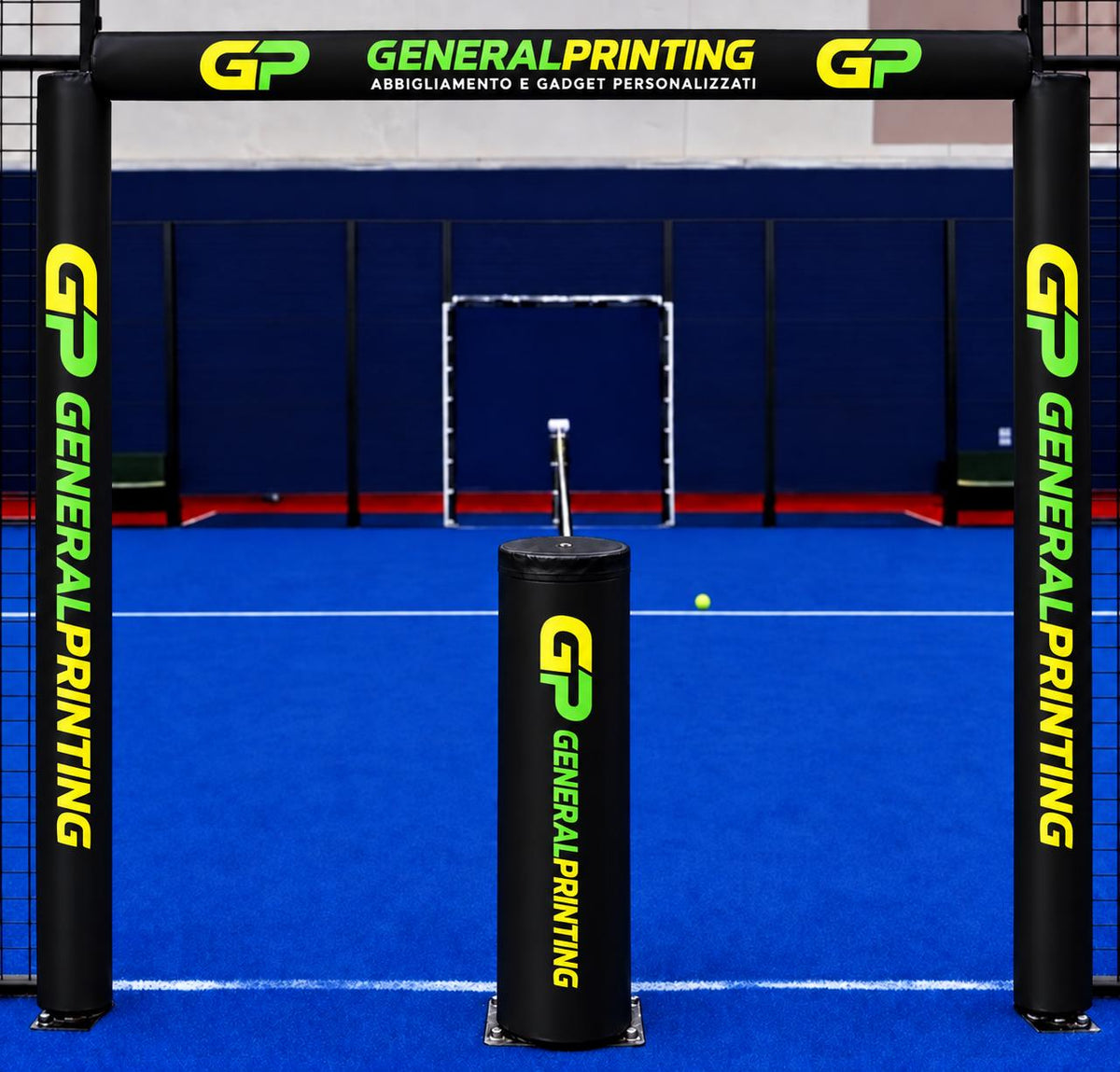 PROTEX PADEL FIXED – Fixed Protection Kit for Padel Courts with Integrated Sponsor Banner