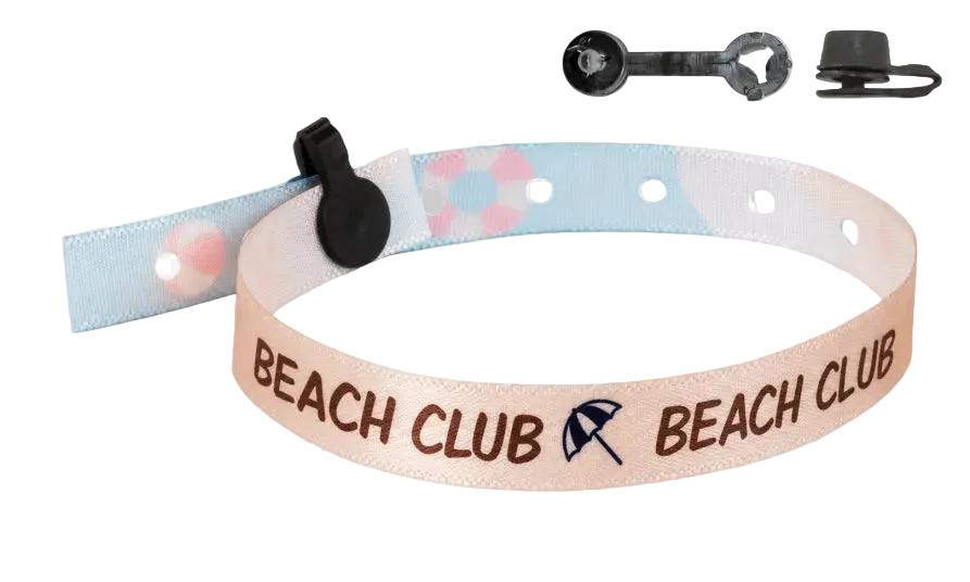 Braccialetti in Tessuto Effetto Raso Personalizzabili 10mm – Chiusura Nice | Ideali per Campeggi e Hotel