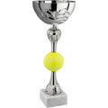 Coppa Tennis – Padel Argento con Palla Bicolore e Base in Marmo