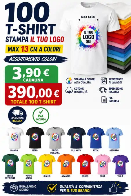 Offerta T-Shirt Stampata Max 13 cm – 100 pz