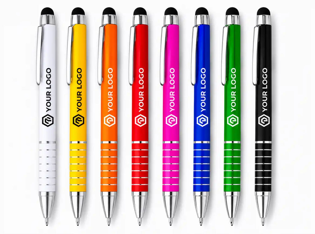 Penna a sfera in alluminio a torsione con pennino touch – stampa digitale a colori