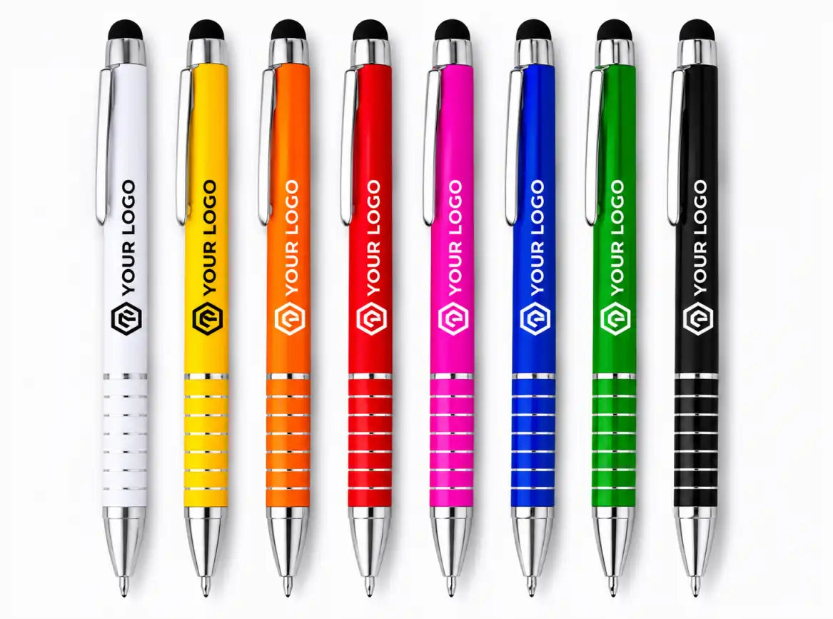 Penna a sfera in alluminio a torsione con pennino touch – stampa digitale a colori