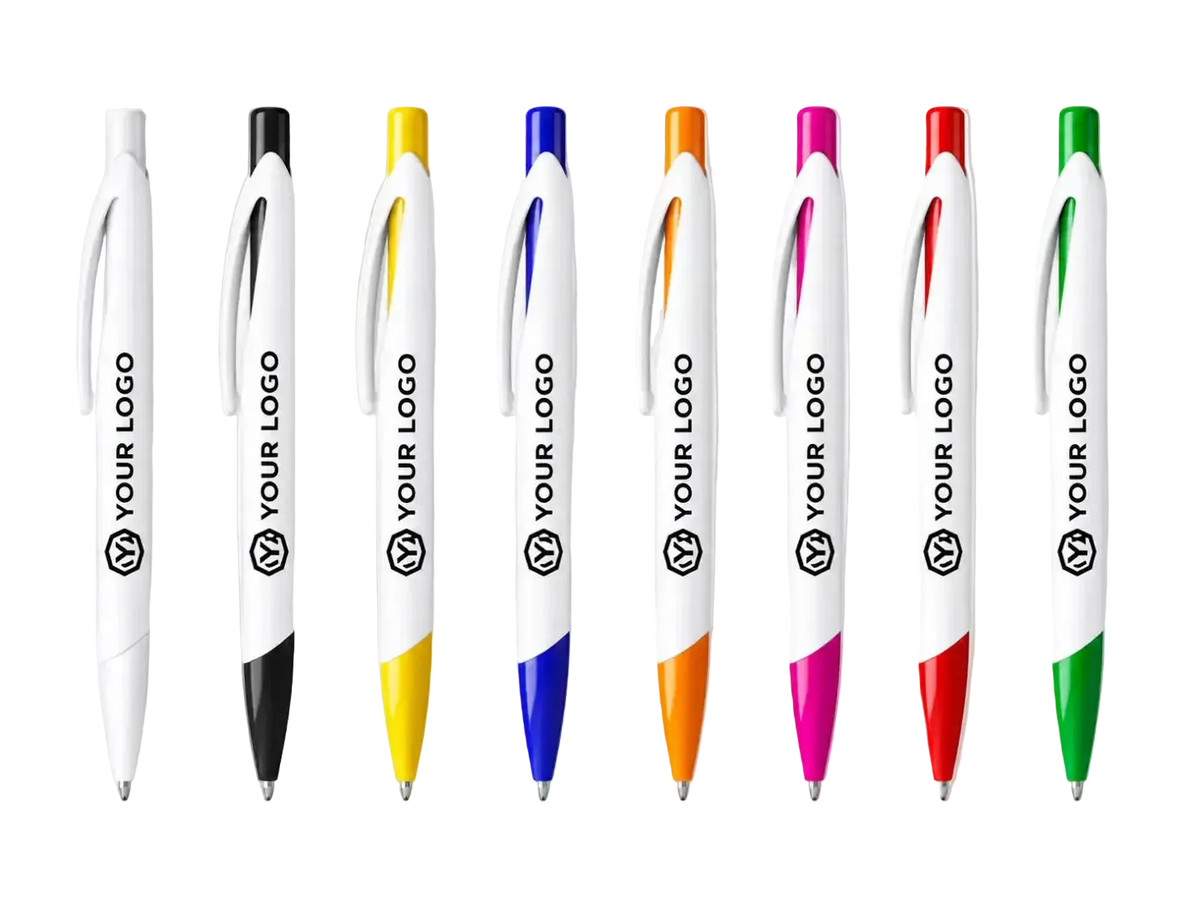 Penna a sfera con pulsante abbinato e punta in finitura bicolore – stampa digitale a colori