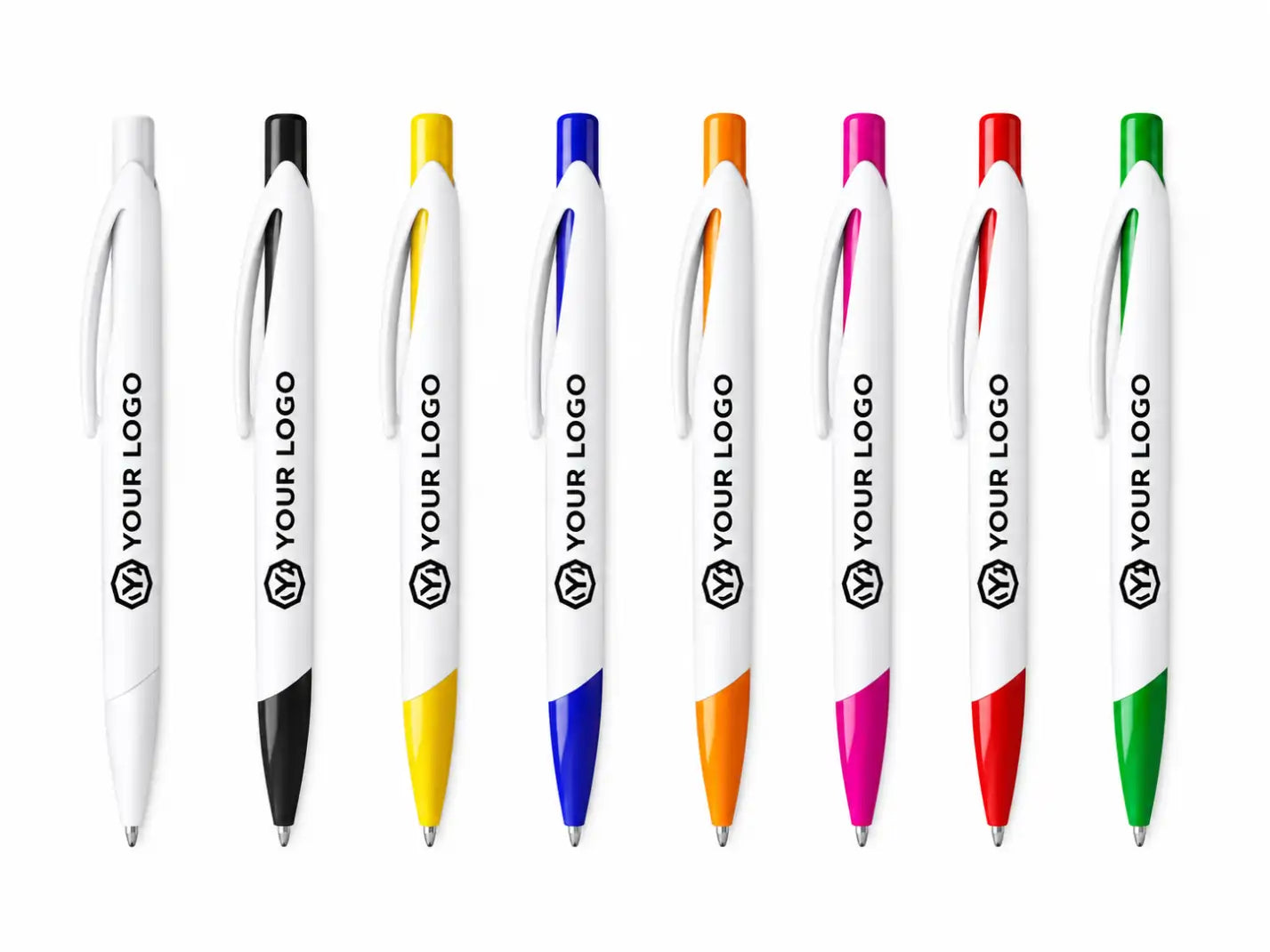 Penna a sfera con pulsante abbinato e punta in finitura bicolore – stampa digitale a colori