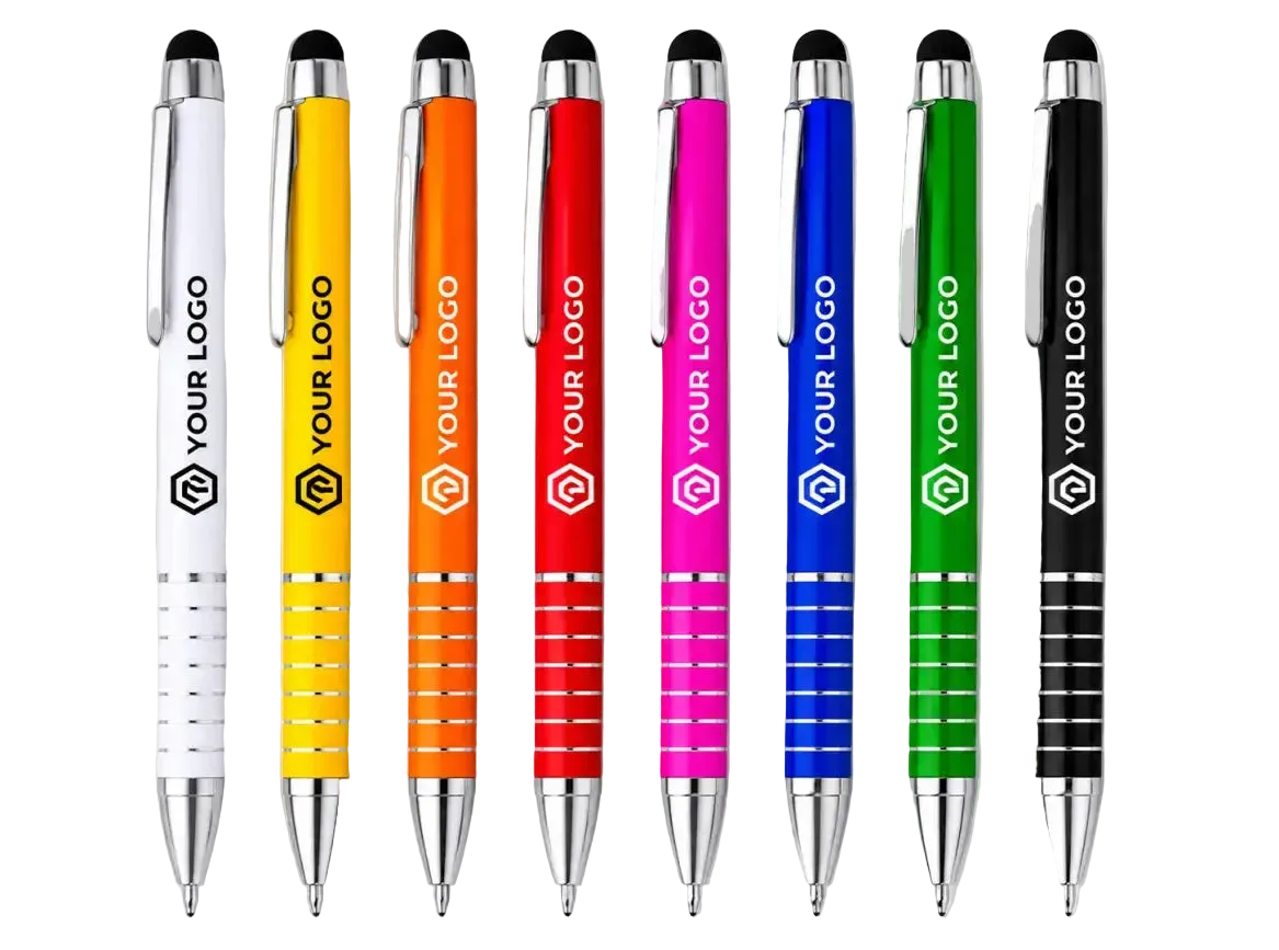 Penna a sfera in alluminio a torsione con pennino touch – stampa digitale a colori
