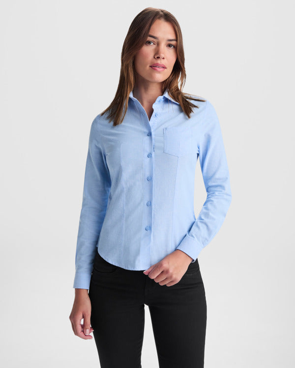 Camicia da Lavoro Donna Maniche Lunghe OXFORD WOMAN – Tessuto Oxford e Taglio Aderente