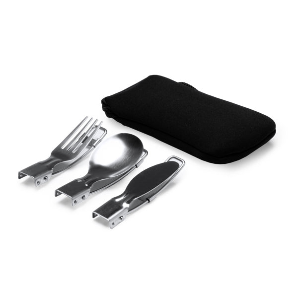 Set Posate Pieghevoli in Acciaio Inox con Custodia in Neoprene