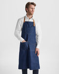 Grembiule Lungo in Denim – Cinturino con Bottone in Metallo e Tasche Multifunzione