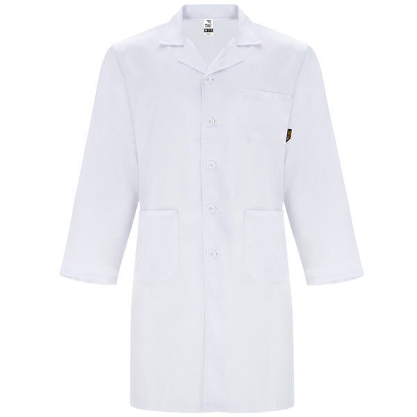 Camice da Laboratorio Unisex VACCINE – Con Risvolto, Tasche a Filetto e Cintura Posteriore