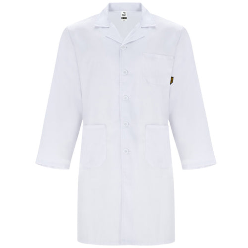 Camice da Laboratorio Unisex VACCINE – Con Risvolto, Tasche a Filetto e Cintura Posteriore