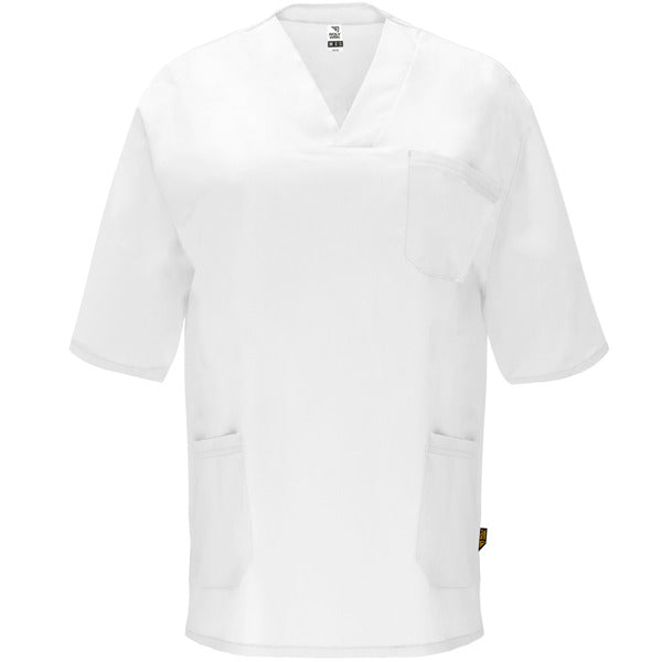Camice Sanitario Unisex Maniche Corte PANACEA – Collo a V con Tasche a Filetto