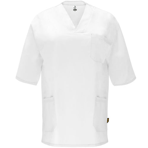 Camice Sanitario Unisex Maniche Corte PANACEA – Collo a V con Tasche a Filetto